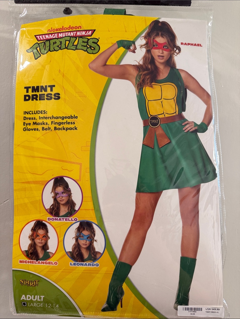Spirit Green and Yellow Adult Mutant Ninja Turtles Raphael TMNT Dress